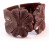 BB195 espresso bakelite double flower bangle